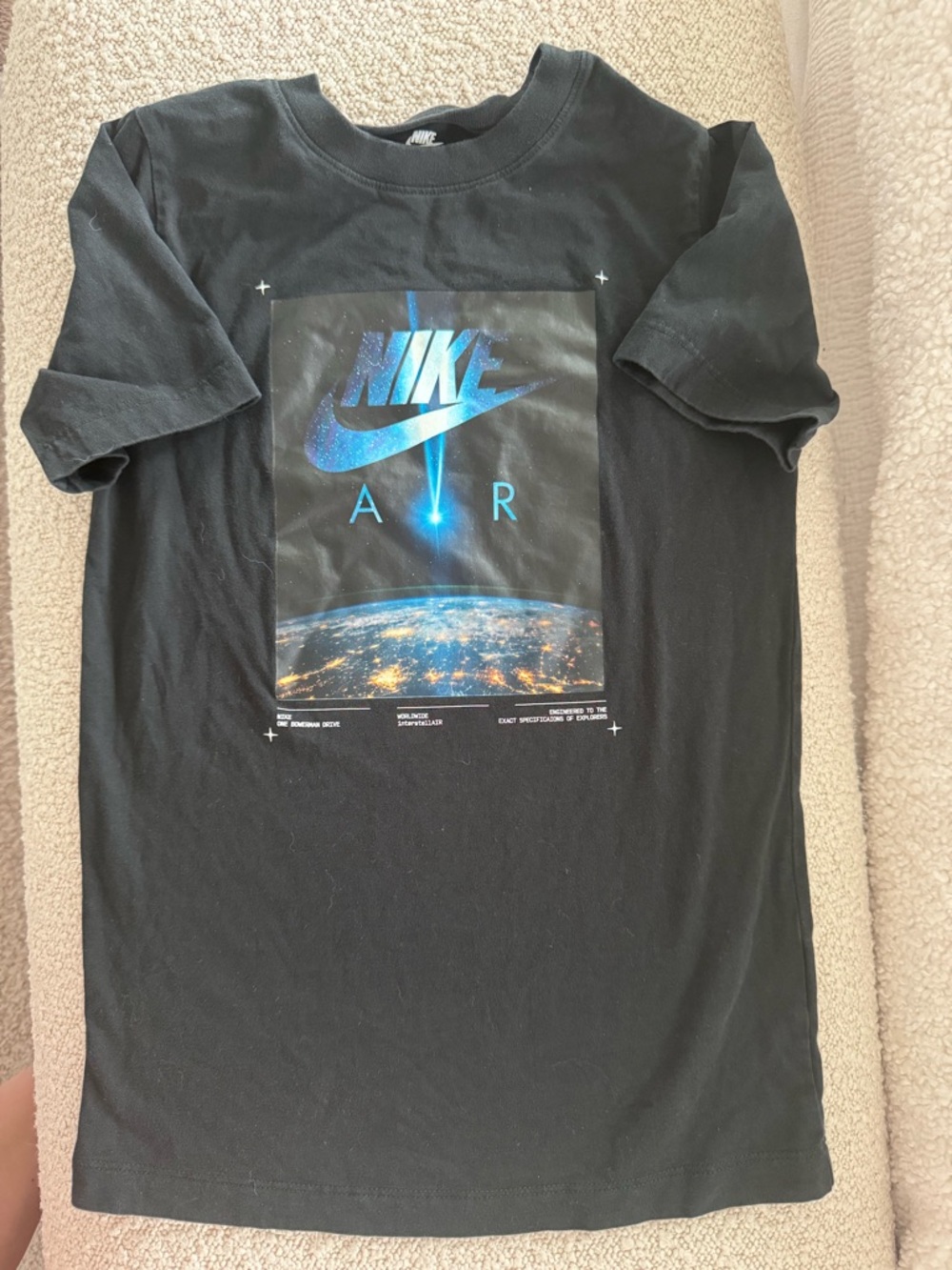 Nike Black Tee with Blue 'Air' Space Graphic
